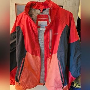 Columbia waterproof Jacket, Medium, Pink peach and gray